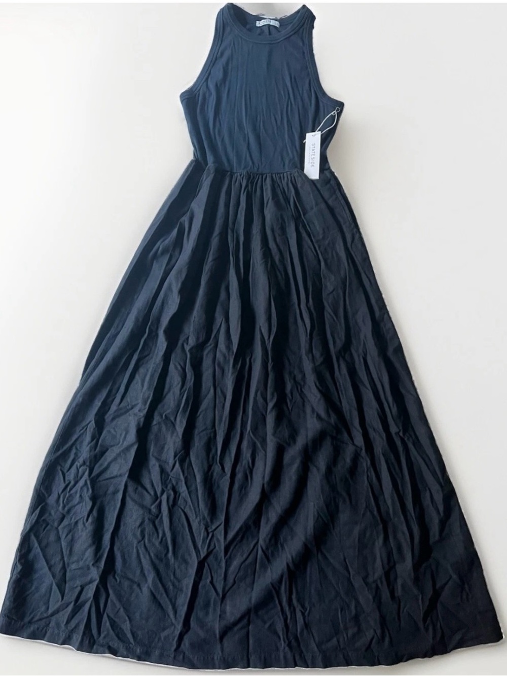 Stateside x Anthropologie Navy
Blue Maxi Dress Womens L
Sleeveless Pockets NWT - Picture 2 of 9